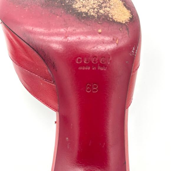 Vintage Gucci Interlocking G Charm Burgundy Pointed Toe Heeled Mules 6 - Picture 6 of 7